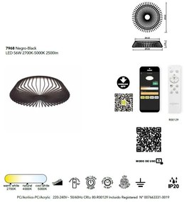 Plafoniera LED Smart dimabila cu telecomanda HIMALAYA 56W neagra