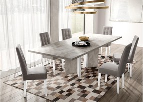 Set lemn masiv masă și scaune Concrete - 8 scaune, 180 × 103 × 75 cm (+ extensie 45 cm)