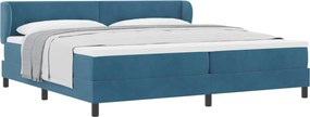 vidaXL Pat cu arcuri cu saltea Albastru închis 200 x 200 cm Catifea