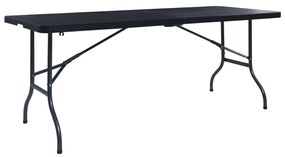 vidaXL Masă grădină pliabilă, negru, 180x75x72 cm, HDPE imitație ratan