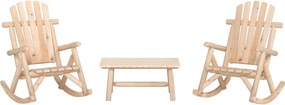 vidaXL Set mobilier de grădină, 3 piese, lemn masiv de molid