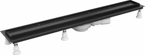 Set rigola pentru dus cu capac faiantabil Omnires Lowfix 70 cm negru