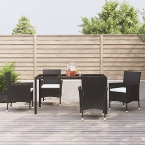 3187318 vidaXL Set mobilier de grădină cu perne, 5 piese, negru, poliratan