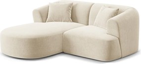 Colțar bej cu tapițerie din catifea (cu colț pe partea stângă/cu șezlong) Campi – Cosmopolitan Design