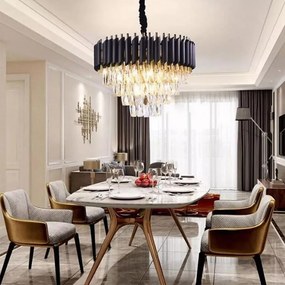 Candelabru Cristal, Raven 40cm Negru cu Auriu