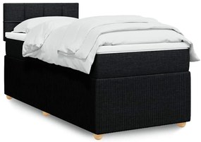 vidaXL Pat box spring cu saltea, negru, 80x200 cm, textil
