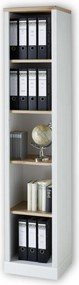 Biblioteca JASMIN, alb/stejar artisan, PAL, 43x38x204 cm