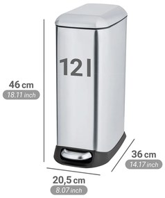 Coș de gunoi argintiu cu pedală din oțel inoxidabil 12 l Design – Wenko