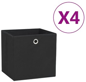 vidaXL Cutii depozitare, 4 buc., negru, 28x28x28 cm, material nețesut