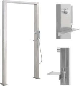 vidaXL Duș de grădină, oțel inoxidabil, jeturi duble