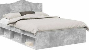 vidaXL Cadru de pat cu headboard Beton 160 x 200 cm Lemn de pin masiv