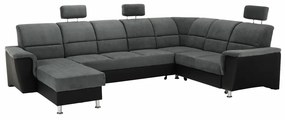 Colţar, piele ecologică negru/material, model dreapta, SANTIAGO U