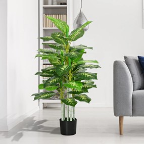 HOMCOM Plantă Artificială Decorativă cu Ghiveci, Φ17x95 cm, Verde | Aosom Romania