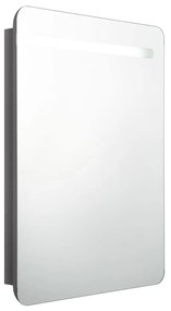 326506 vidaXL Dulap de baie cu oglindă și LED, gri strălucitor, 60x11x80 cm