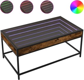 vidaXL Măsuță de cafea cu LED infinity, stejar fumuriu, 90x50x41 cm