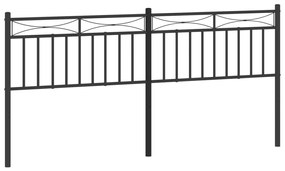 373727 vidaXL Tăblie de pat metalică, negru, 180 cm