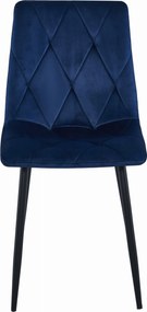 OFERTA Scaun de sufragerie din catifea albastra LIBRA cu picioare negre II. calitate