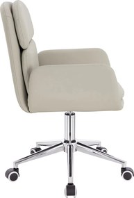 HR480K Scaun Ecru Piele Ecologica Premium Soft cu Bază Cromata