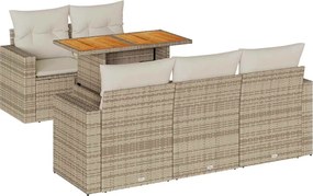 vidaXL Set canapele de grădină cu perne, 6 piese, bej, poliratan