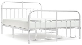 352646 vidaXL Cadru de pat metalic cu tăblie, alb, 140x200 cm