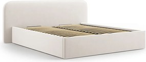 Pat tapitat cu somiera rabatabila si lada depozitare, 180x200 cm, Micadoni Home, Elizabeth-261, catifea, ivoriu