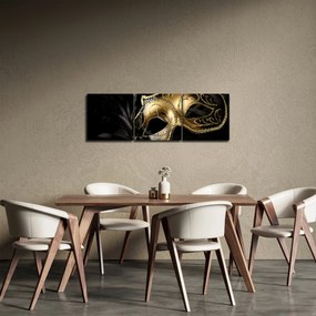 Tablou masca aurie (cu ceas) (90x30 cm)
