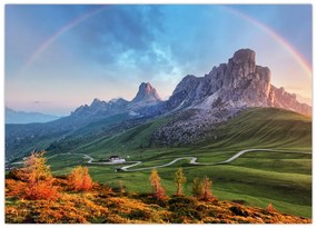Tablou pe sticlă cu curcupeu deasupra stâncilor (70x50 cm)