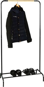Stander haine RAPSO, negru, metal/lemn, 80x40x149 cm