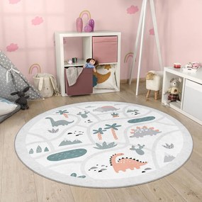 Covor de joacă pentru copii gri deschis lavabil ø80 cm Dino Park – Mila Home