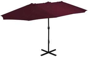 Umbrela soare exterior, stalp aluminiu, rosu bordo, 460x270 cm Rosu bordo