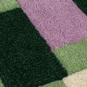 Covor verde/mov țesut manual din lână 160x230 cm Kai Wool Border – Flair Rugs