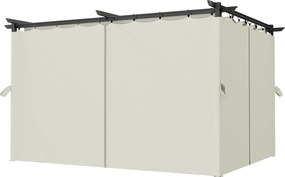 Outsunny Pergolă de grădină exterioară 3 x 4 m, acoperiș retractabil și perdele, anti-UV UPF30+, pentru grătar, patio, terasă, crem | Aosom Romania