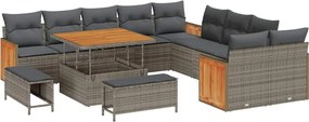 vidaXL Set de canapele pentru grădină cu pernă 17 pcs Gri poliratan