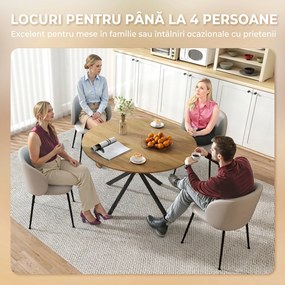 HOMCOM Masă Rotundă de Sufragerie pentru 4 Persoane cu Structură din Oțel Ø120x75 cm Stejar | Aosom Romania