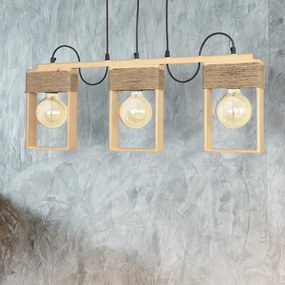 Lustra rustica cu 3 brate fabricata manual din lemn Rodos