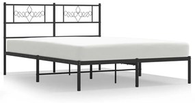 355270 vidaXL Cadru de pat metalic cu tăblie, negru, 160x200 cm