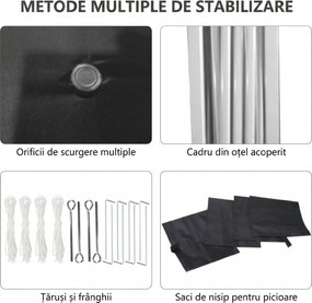 Outsunny Foisor Pop Up 3 x 3 (M) cu 2 pereti laterali, Saci de greutati pentru picioare si geanta de transport, Negru | Aosom Romania