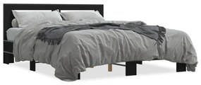 3280092 vidaXL Cadru de pat, negru, 160x200 cm, lemn prelucrat și metal