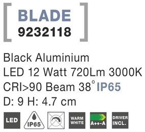Spot LED incastrabil de exterior IP65 BLADE negru 9cm NVL-9232118