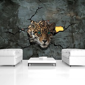 Fototapet - Jaguar după zid (152,5x104 cm), în 8 de alte dimensiuni noi