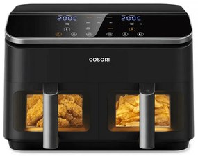 Friteuza cu aer cald Cosori Dual Basket CAF-R901-AEU, 1750 W, 8.5 L, 8 programe, Timer, Ecran tactil, Negru