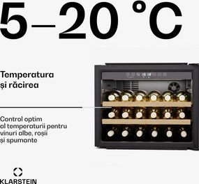 Klarstein Rhone 28 Uno frigider de vin, 28 sticle, Control LED, push-to-open, silențios