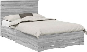 vidaXL Cadru de pat cu headboard Gri Sonoma 120 x 200 cm Lemn compozit