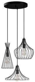 Lustră pe cablu MEZOPOTAMYA 3xE27/40W/230V negru