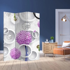 Paravan - Abstracție 3D - cercuri și flori (126x170 cm)