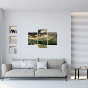 Tablou cu lac și soarele translucid (90x60 cm)