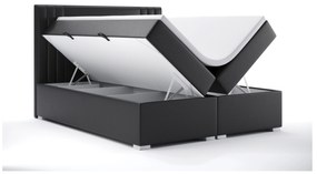 Pat matrimonial Boxspring 140 cm Morcano (Negru piele ecologică) (cu sp. depozitare). 1044271