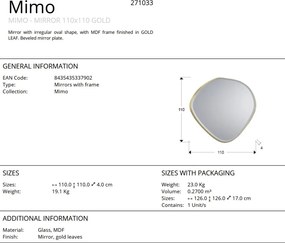 Oglinda decorativa ovala 110x110cm Mimo, aurie