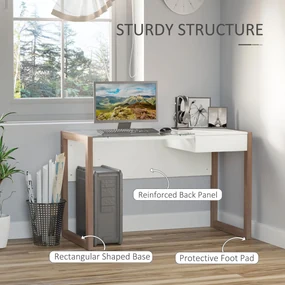 HOMCOM Masă de Birou Elegantă din Lemn și Sticlă Temperată, Design Modern cu Sertar, pentru Acasă sau Birou, 120x60x75cm | Aosom Romania