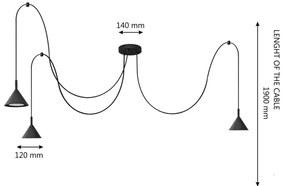 Lustră pe cablu ETNA 3xGX53/10W/230V negru
